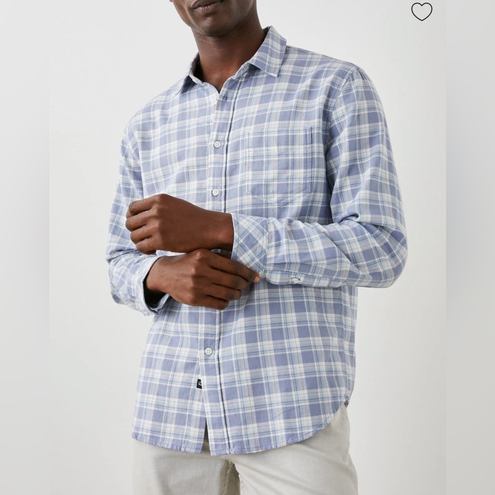Rails Wyatt Shirt Seaglass White Topaz Button Down 100% cotton Sz XXL‎